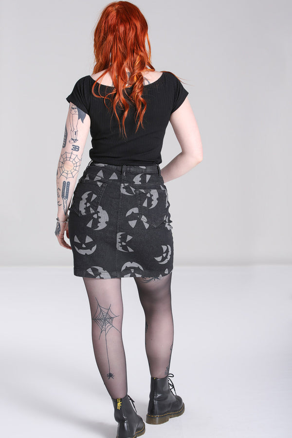 Hell Bunny Jack-O-Lantern Skirt Black