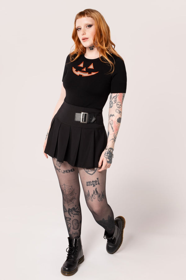 Hell Bunny Jack-O-Lantern Top Black/Orange