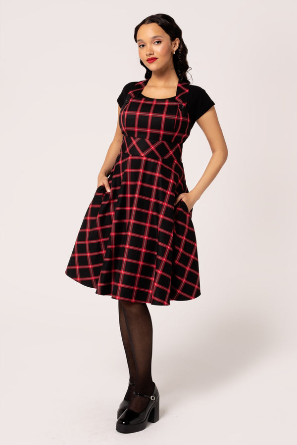 Hell Bunny Janine Pinafore Dress Black/Red
