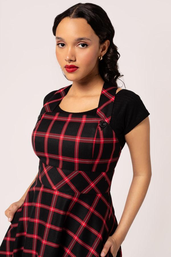 Hell Bunny Janine Pinafore Dress Black/Red