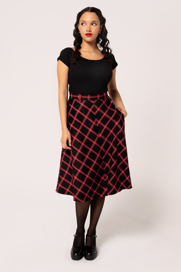Hell Bunny Janine Skirt Black/Red