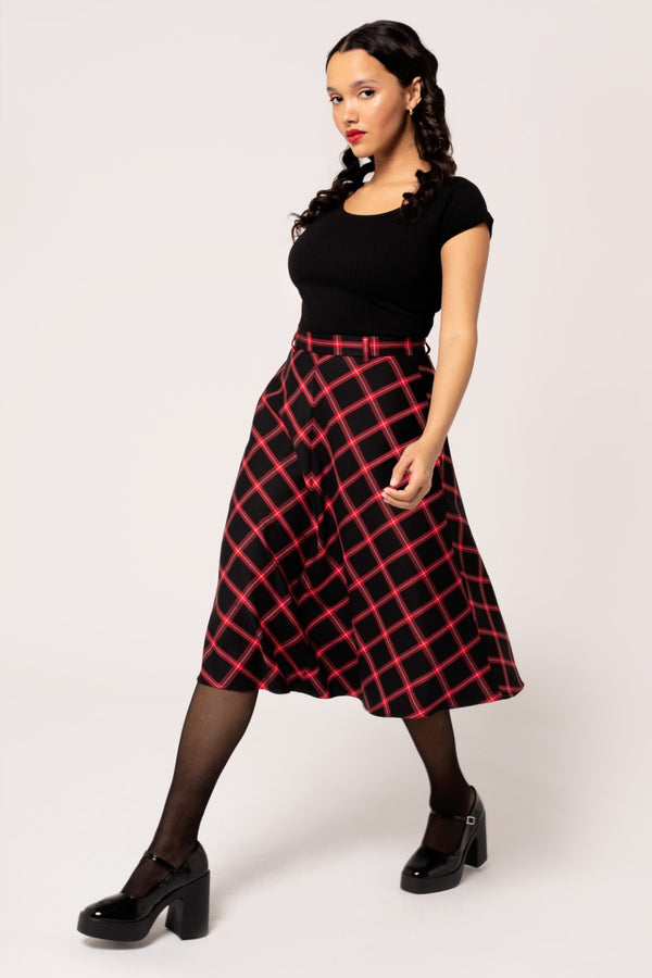 hell bunny Janine Skirt Black/Red