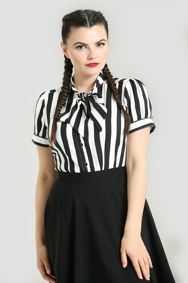 Hell Bunny Juno Blouse Black / White