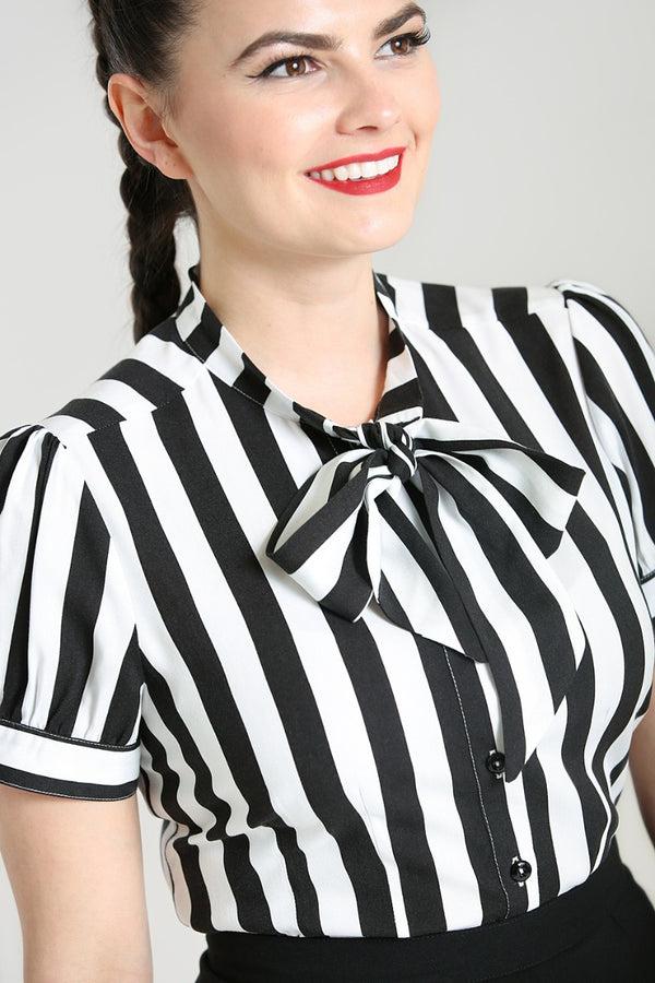 Hell Bunny Juno Blouse Black / White