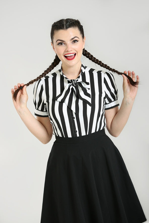 hell bunny Juno Blouse Black / White