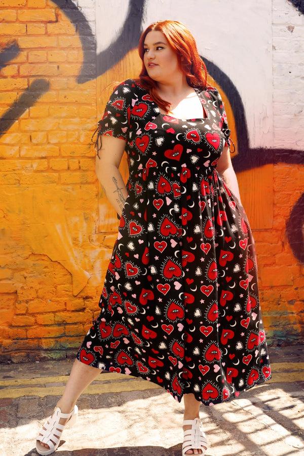 Hell Bunny Kate Heart Dress Black