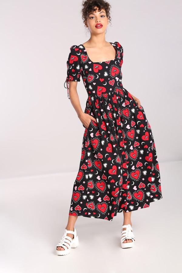 Hell Bunny Kate Heart Dress Black