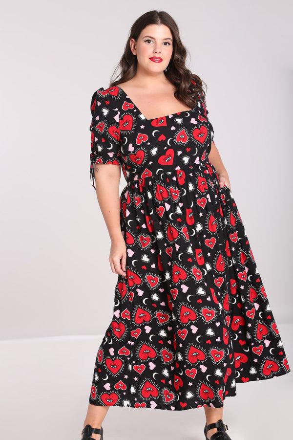 hell bunny Kate Heart Dress Black