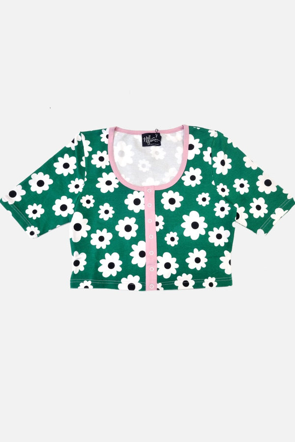 Hell Bunny Kitsch Daisy Top Green