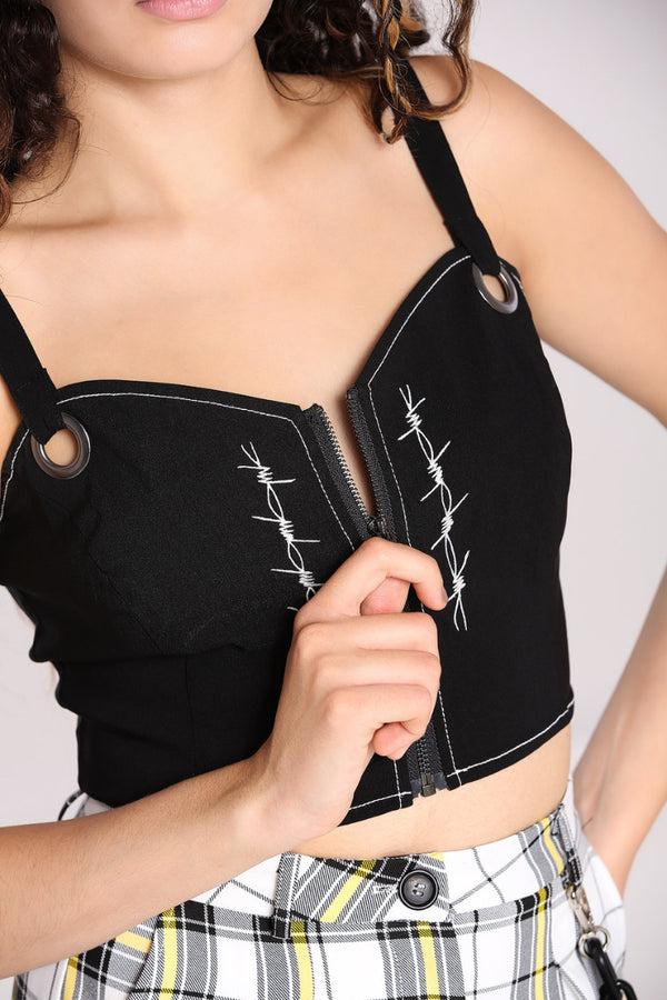 Hell Bunny Lennox Crop Top Black