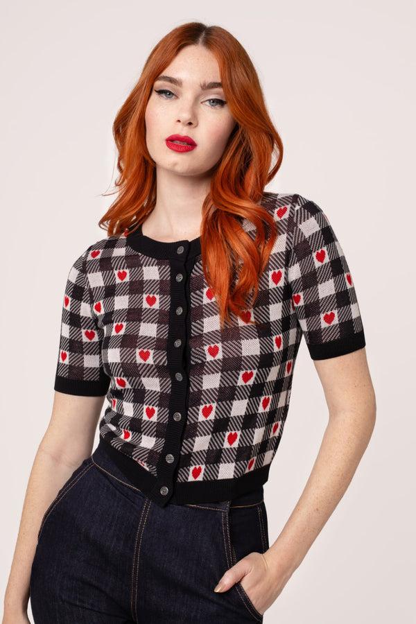 hell bunny Leonie Cardigan Black/White