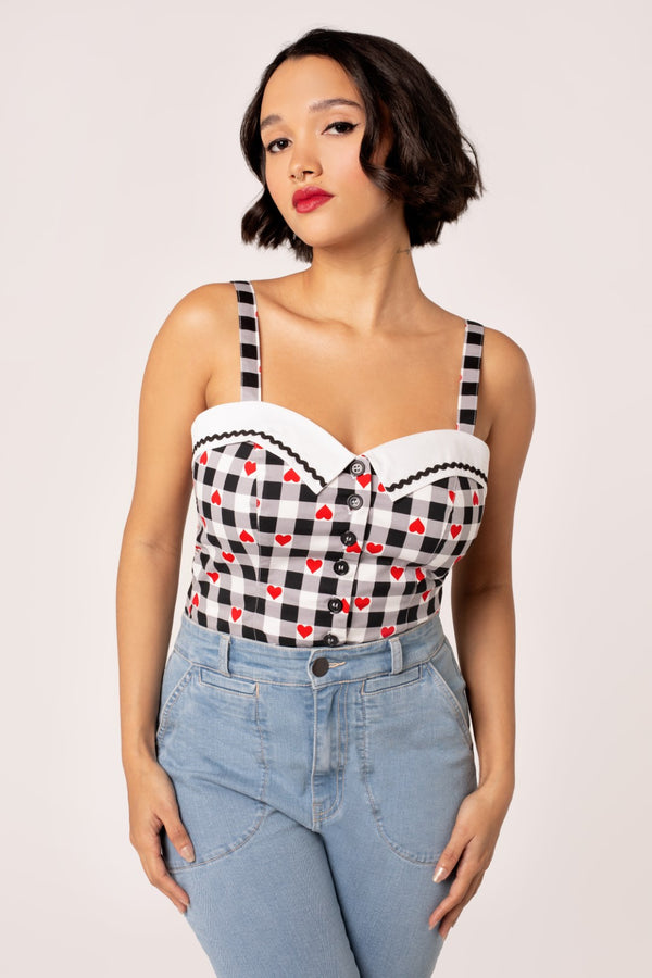 hell bunny Leonie Top Black/White