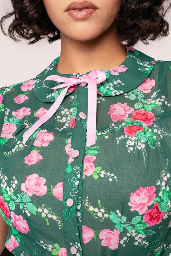 Hell Bunny Mabel Blouse Green