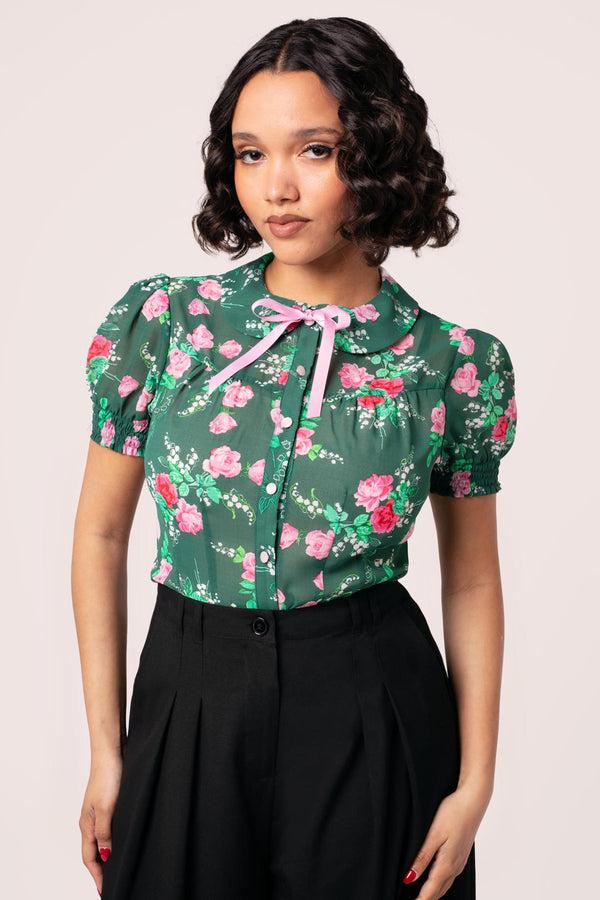 hell bunny Mabel Blouse Green