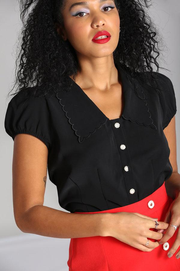 Hell Bunny Maddy Blouse Black