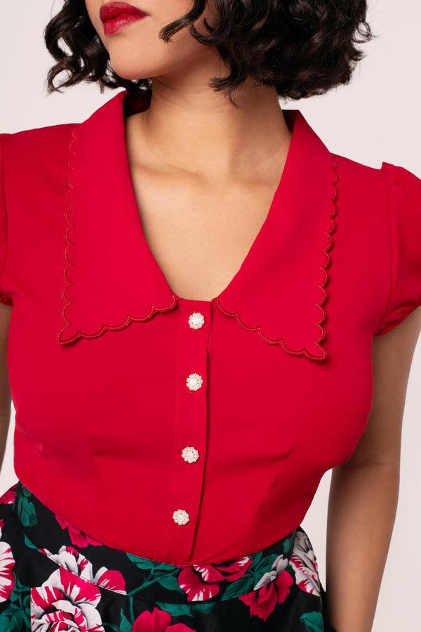 Hell Bunny Maddy Blouse Red