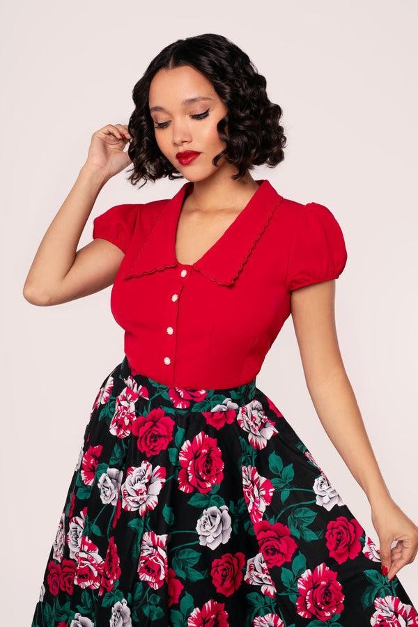 hell bunny Maddy Blouse Red