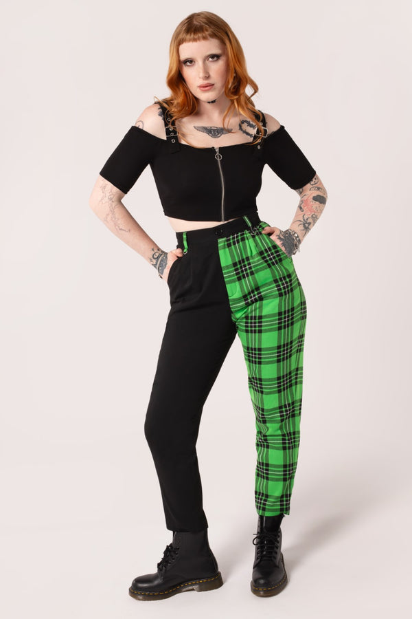 Hell Bunny Mason Trousers Green