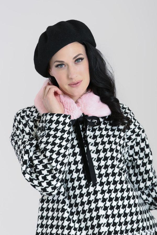 Hell Bunny Milo Coat Black / White