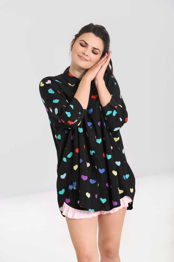 Hell Bunny Mimi Oversized Shirt Black