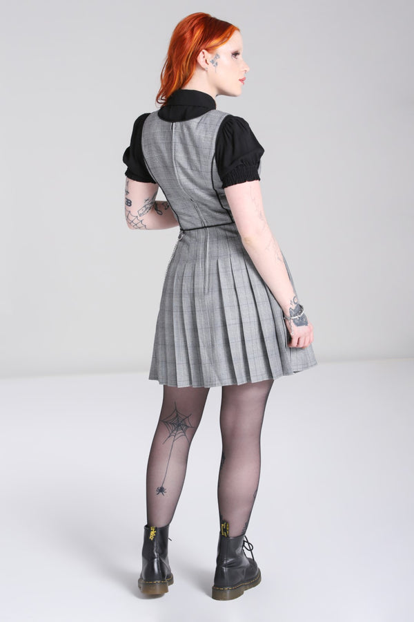 Hell Bunny Mina Pinafore Dress Grey