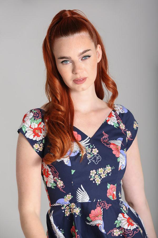 Hell Bunny Misa Midi Dress Navy