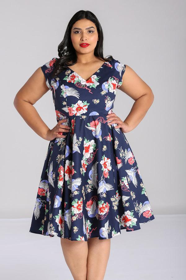 Hell Bunny Misa Midi Dress Navy