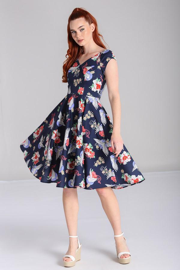 hell bunny Misa Midi Dress Navy