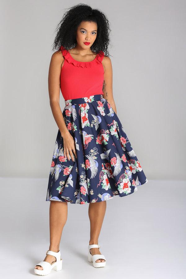 Hell Bunny Misa Skirt Navy