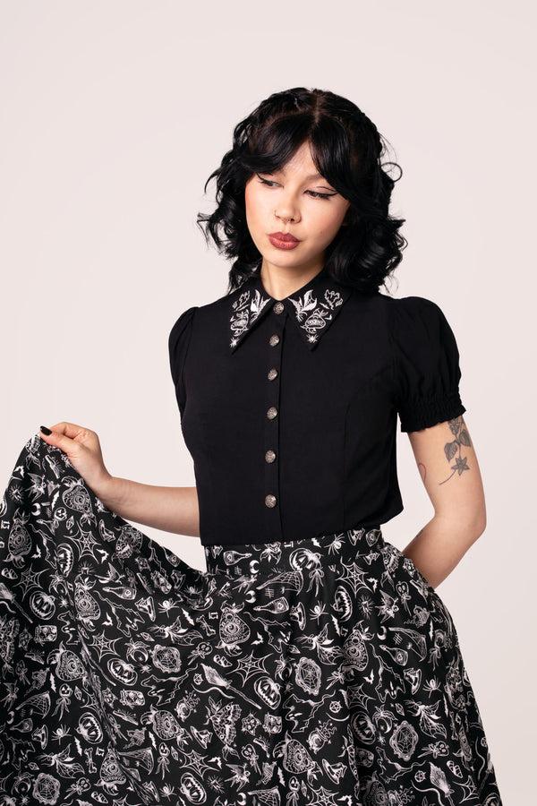 hell bunny Mischief Blouse Black