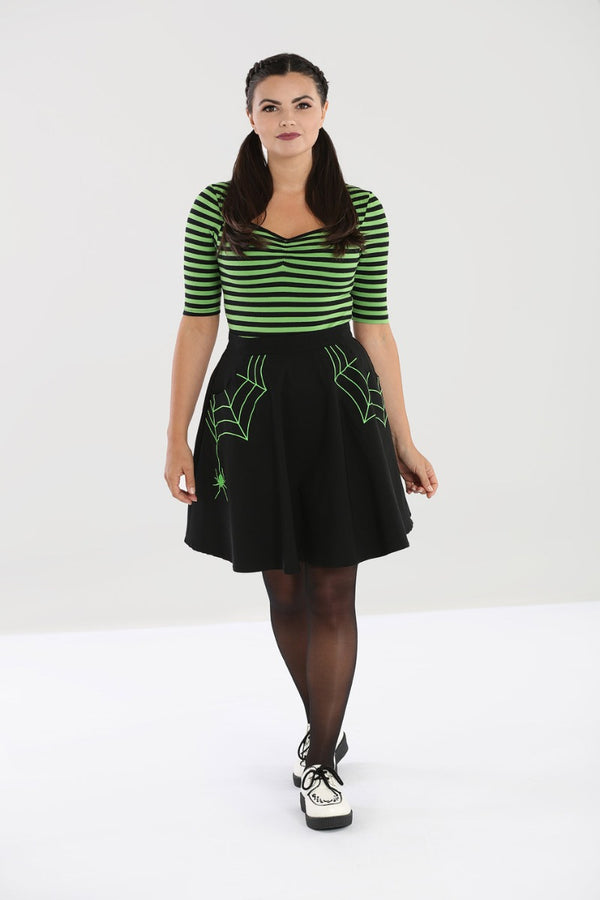 Hell Bunny Miss Muffet Mini Skirt Black / Green