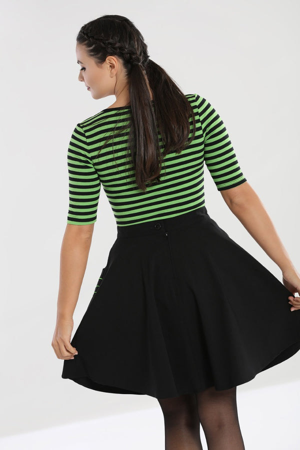Hell Bunny Miss Muffet Mini Skirt Black / Green