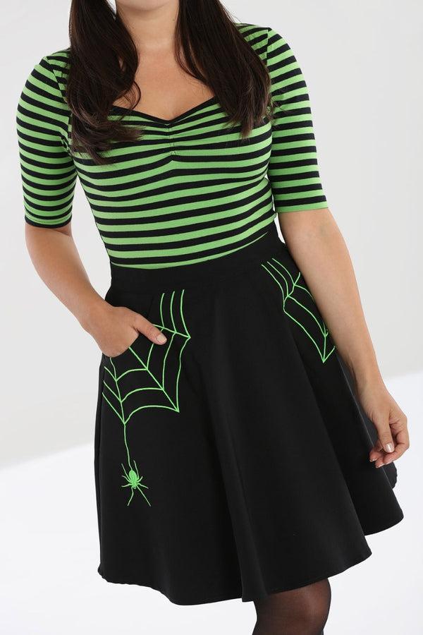 hell bunny Miss Muffet Mini Skirt Black / Green