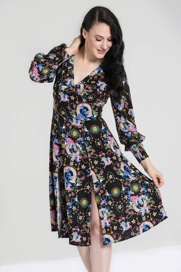 Hell Bunny Moondance Mid Dress Black Black