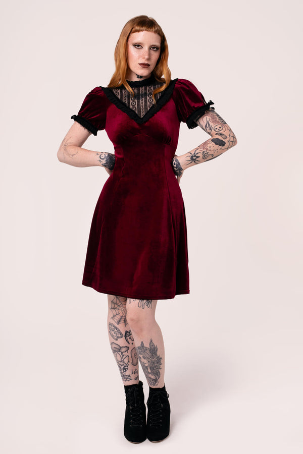 hell bunny Mourning Dress Burgundy