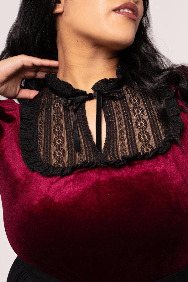 Hell Bunny Mourning Top Burgundy