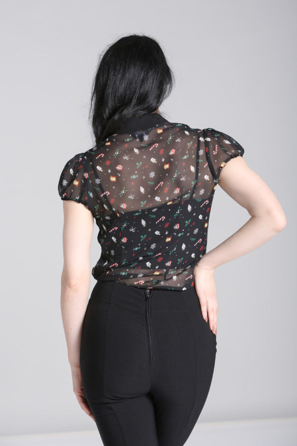 Hell Bunny Natalie Blouse Black