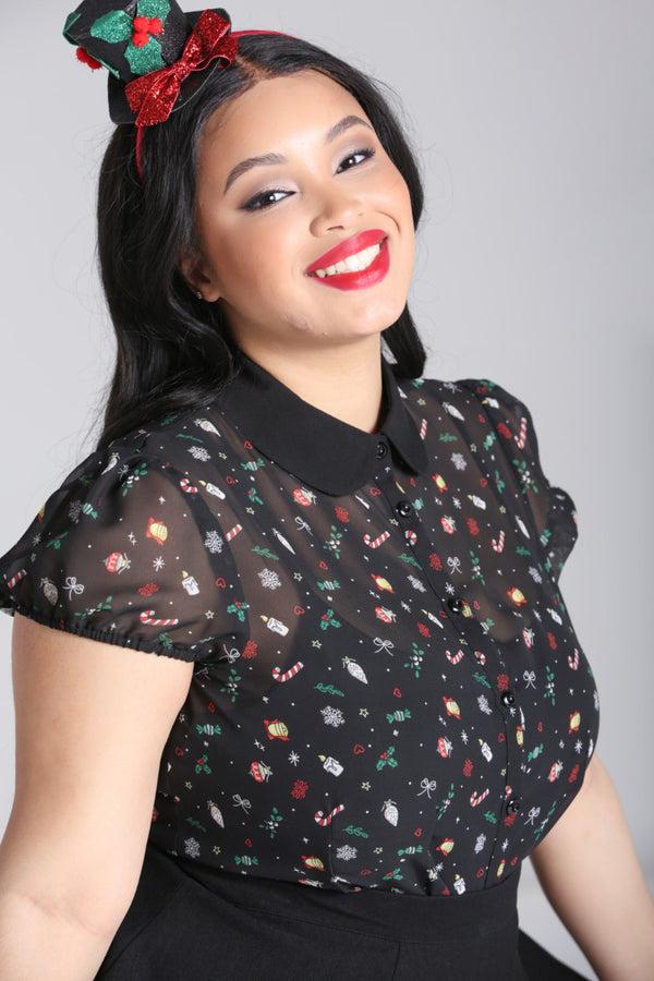 Hell Bunny Natalie Blouse Black