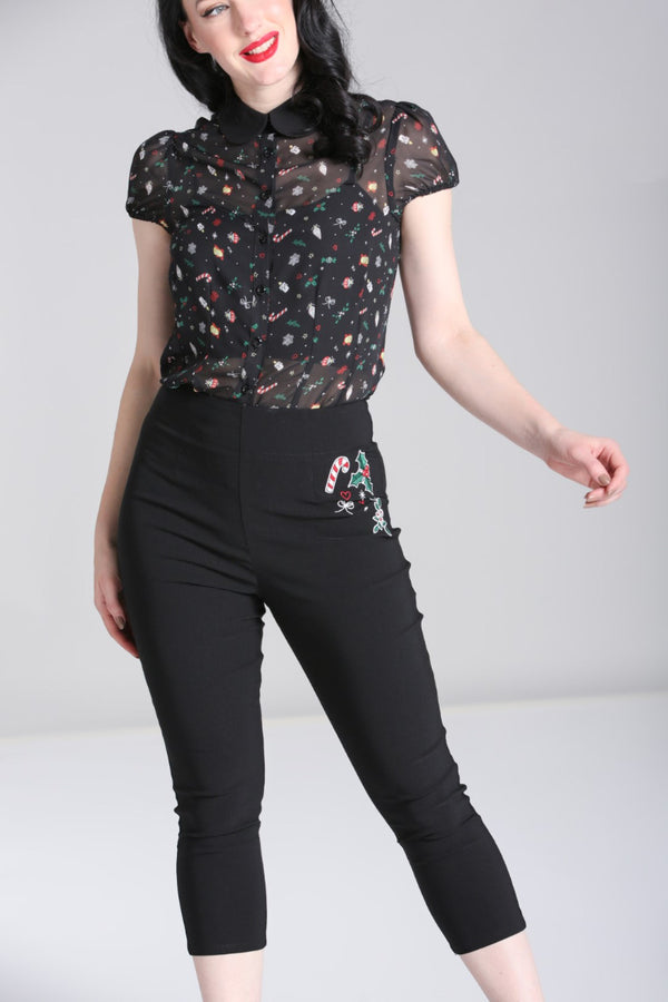 Hell Bunny Natalie Capris Black