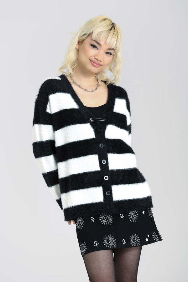 hell bunny Nevermind Cardigan Black / White