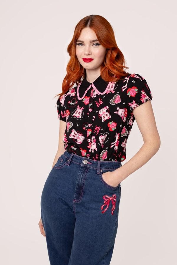 Hell Bunny Not Into You Blouse Black