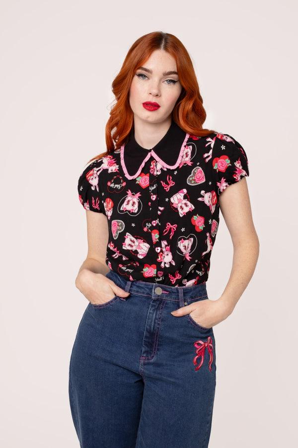 hell bunny Not Into You Blouse Black