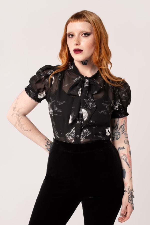 Hell Bunny Over The Moon Blouse Black