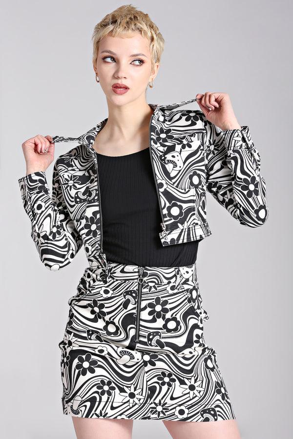 hell bunny Penny Mini Skirt Ivory