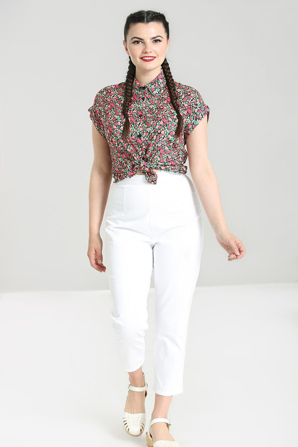 Hell Bunny Percy Cigarette Trousers White