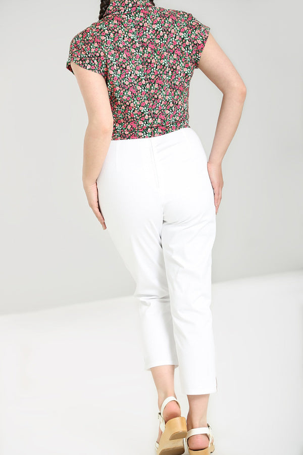 Hell Bunny Percy Cigarette Trousers White