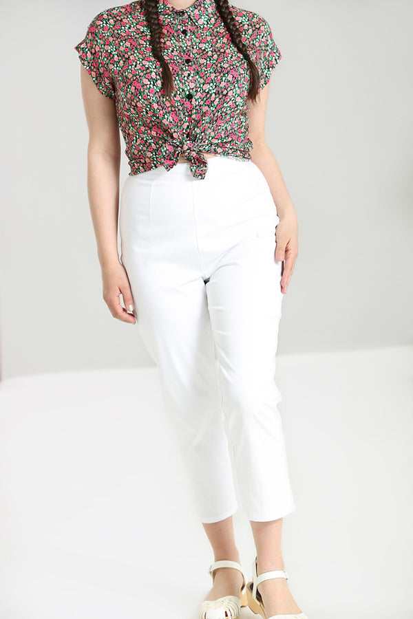 hell bunny Percy Cigarette Trousers White