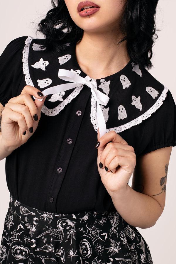 Hell Bunny Phantomette Blouse Black