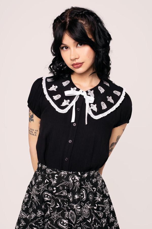 Hell Bunny Phantomette Blouse Black
