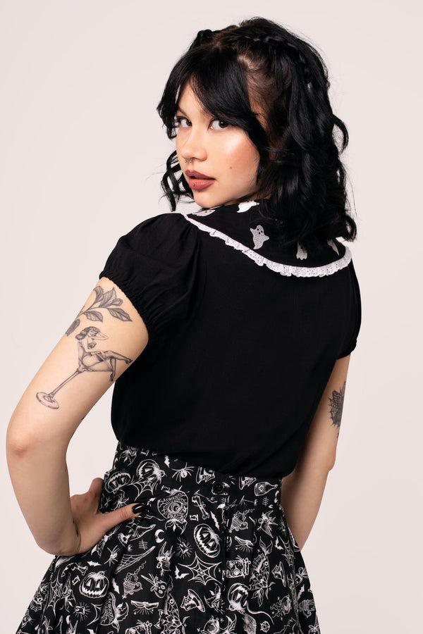 Hell Bunny Phantomette Blouse Black